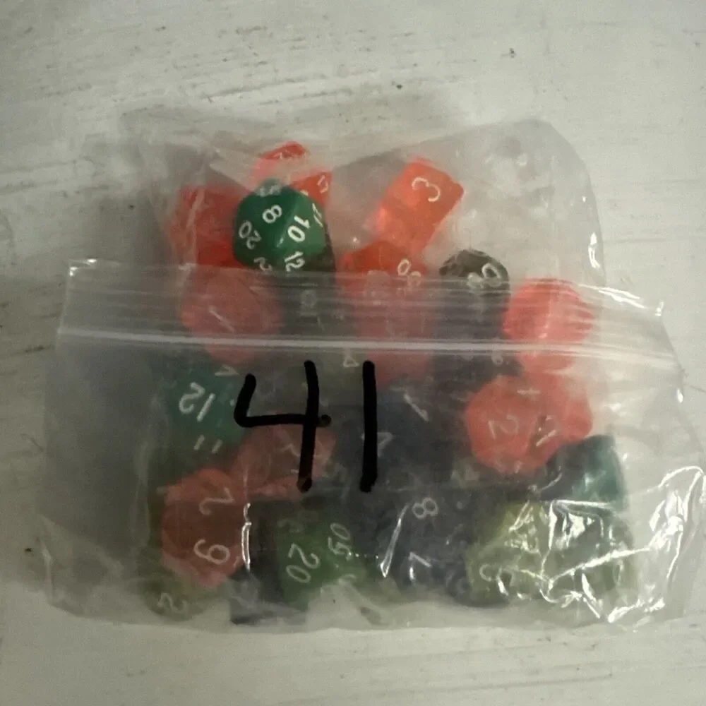 Bags Of Holding Green Blue Orange Purpl Polyhedral Dice Set DnD Dungeons Dragons